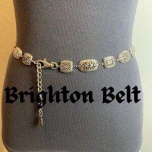 Vintage 1990’s Brighton Concho Chain Belt, Silver Metal , Sm 34” Long